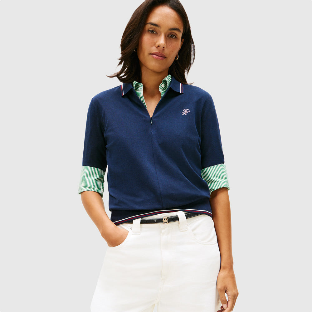 Tommy Hilfiger Script Lyocell Golfer -  Navy |ThirdBaseUrban