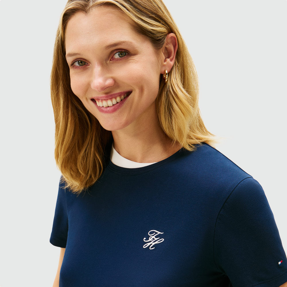 Script T-Shirt - Dark Night Navy