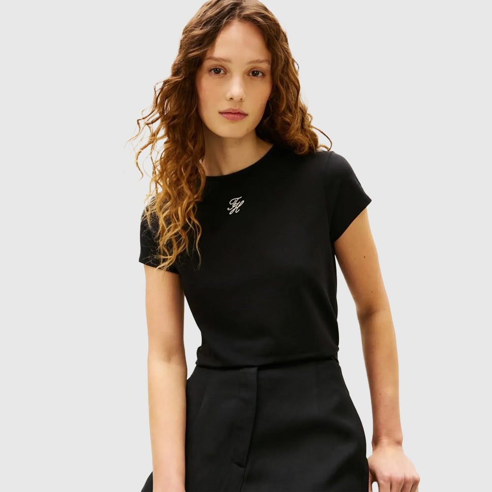 Script Slim T-Shirt - Black