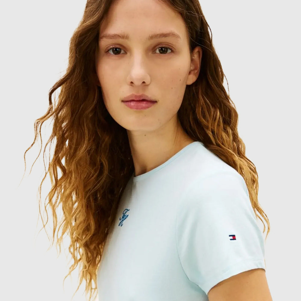 Script Slim T-Shirt - Light Blue