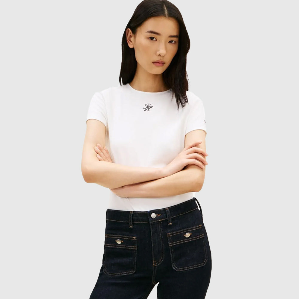 Script Slim T-Shirt - Ecru