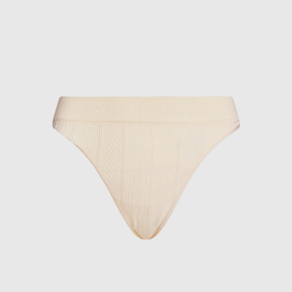 Tommy Hilfiger Tonal Logo Thong - Cream |ThirdBaseUrban