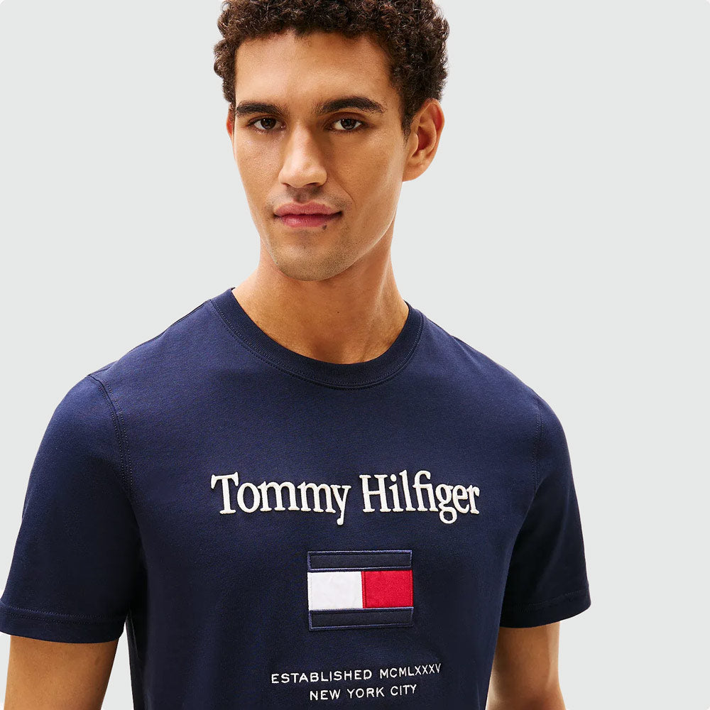 Tommy Embro Flag T-Shirt - Navy