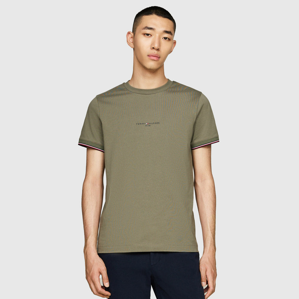 Tommy Hilfiger Tommy Logo Tipped T-Shirt - Olive |ThirdBaseUrban