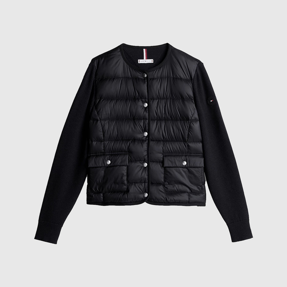 Contrast Quilted Jacket - Black