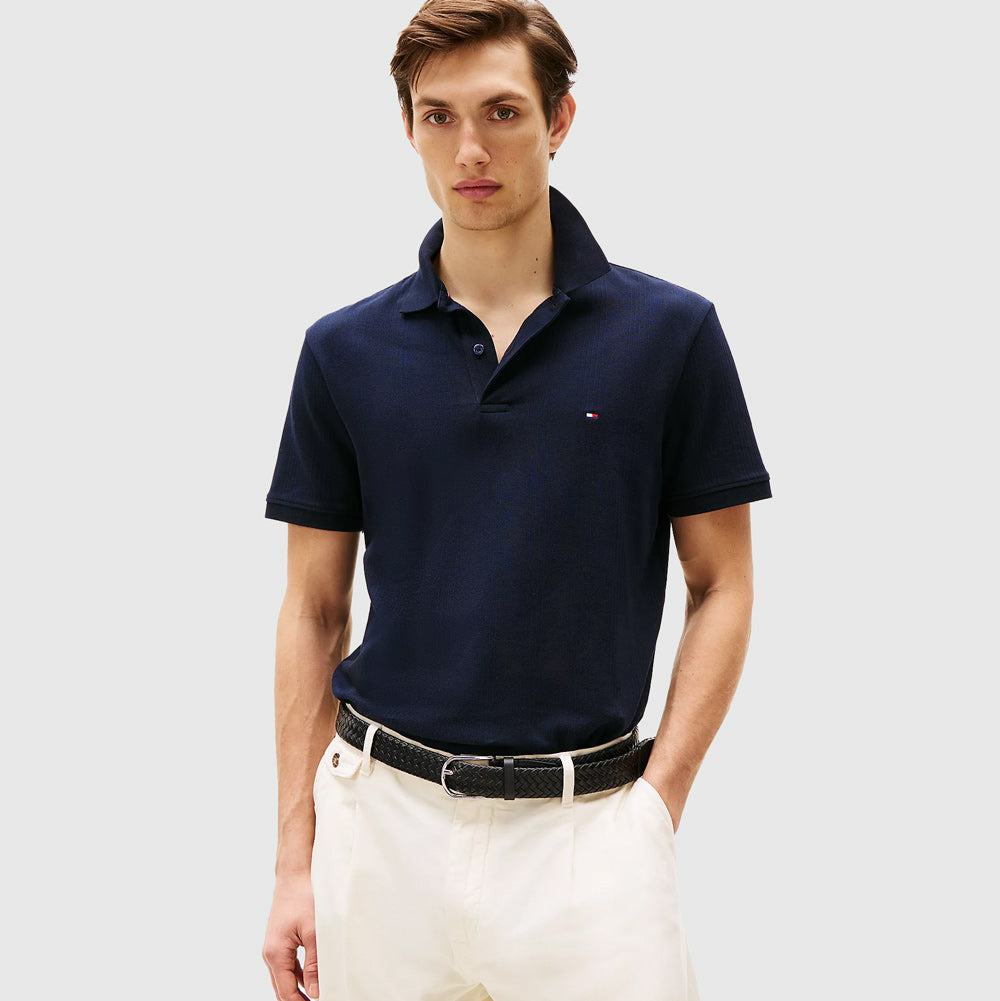 Tommy Hilfiger Vertical Stripe Regular Golfer - Navy |ThirdBaseUrban