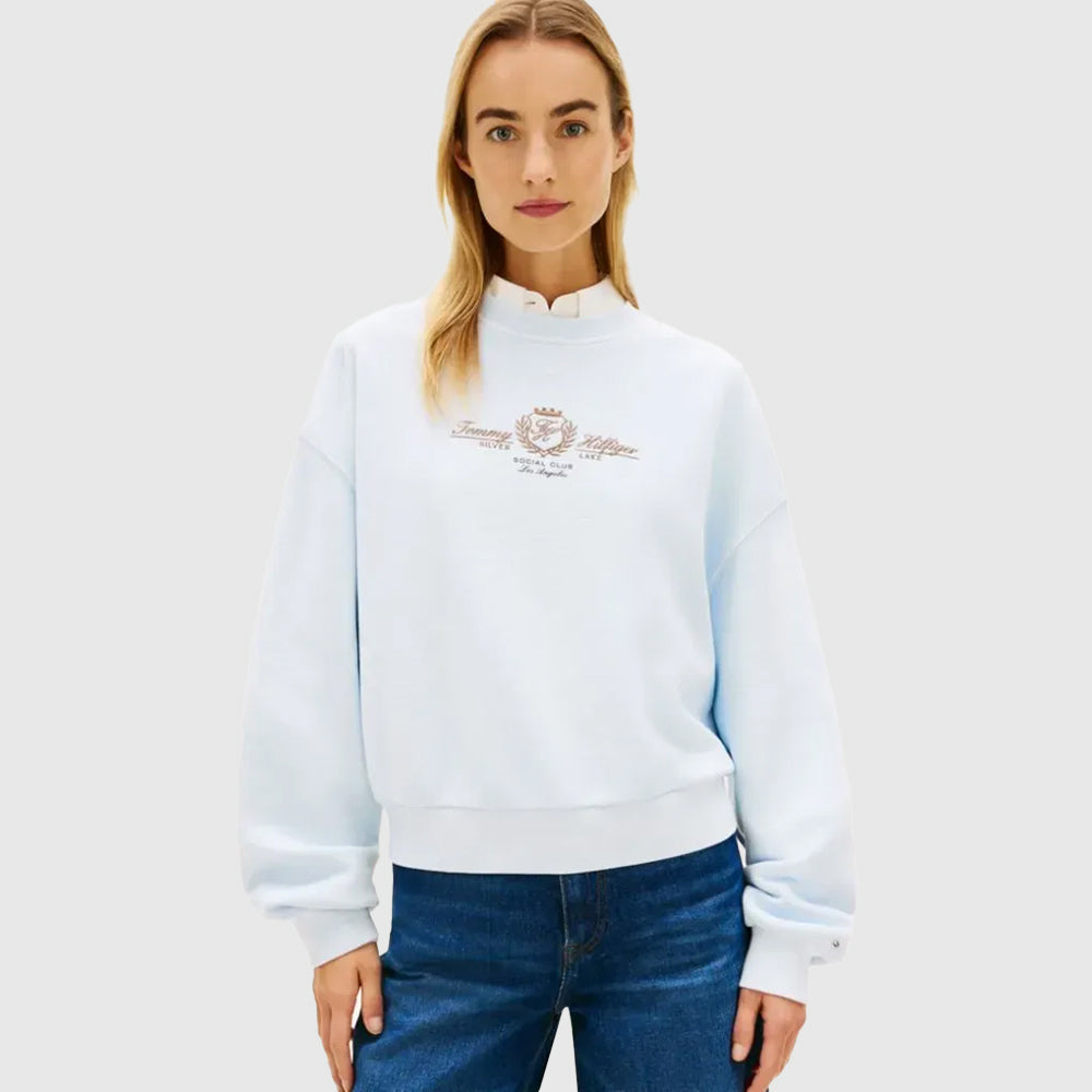 Varsity Crest Terry Sweatshirt - Light Blue