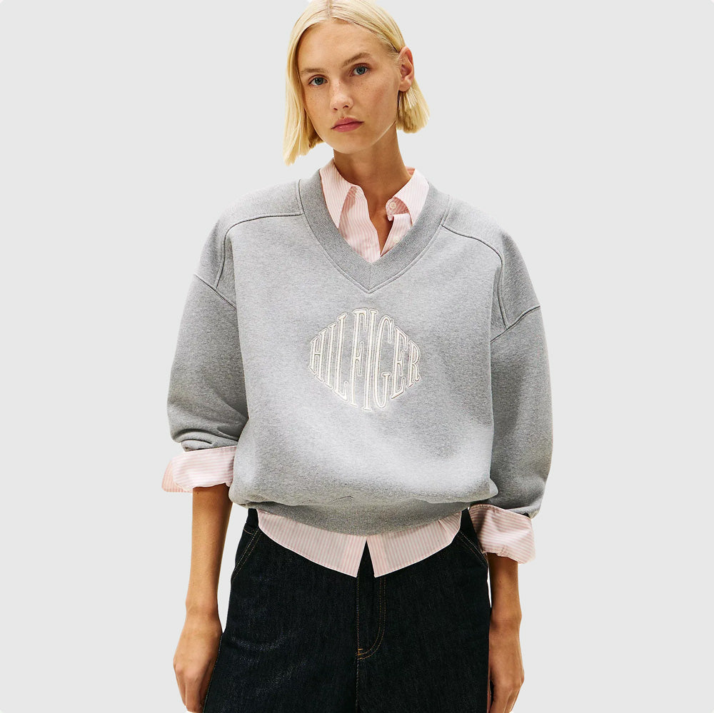 Tommy Hilfiger Varsity Fleece Sweatshirt - Grey Heather |ThirdBaseUrban