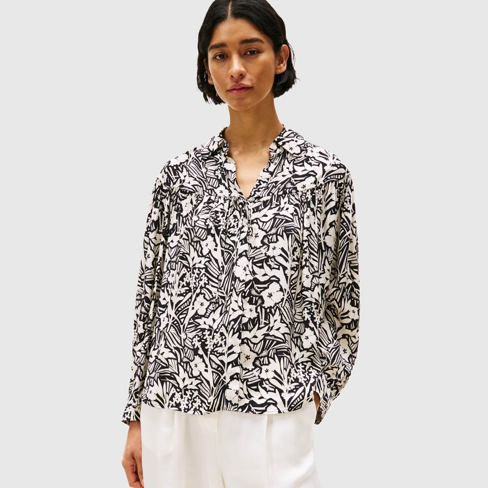 Tommy Hilfiger Jacquard Blouse - Black Mulri |ThirdBaseUrban