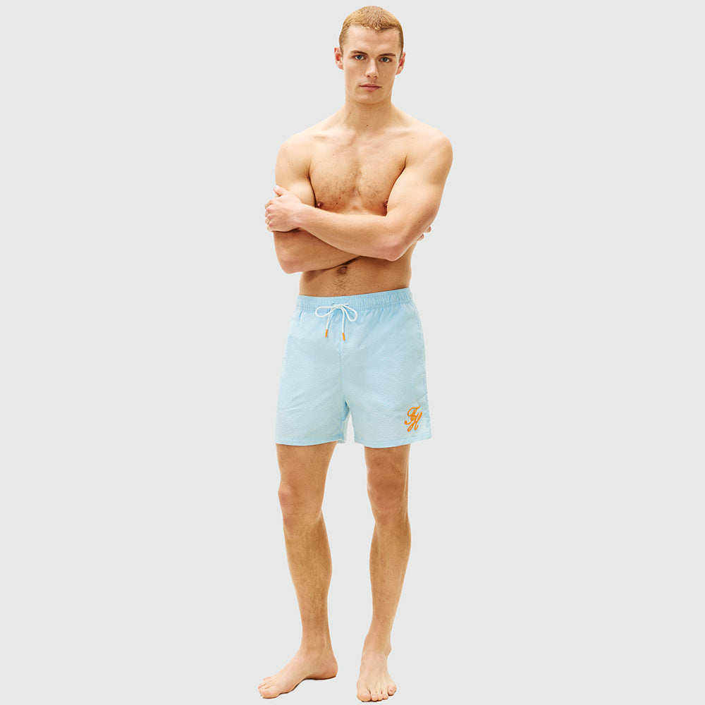 Ithaca Script Swim Shorts - Light Blue