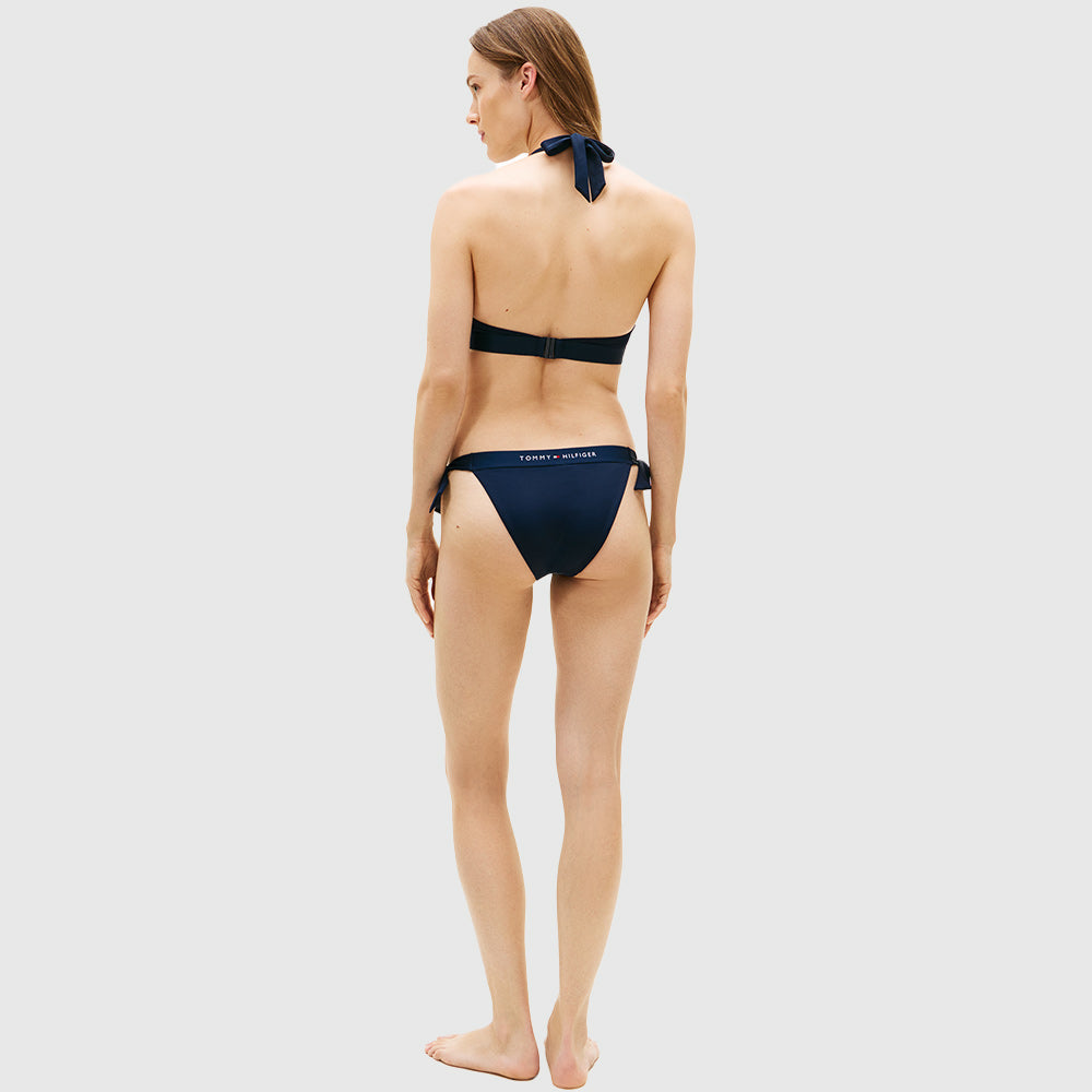 Logo Side Tie Bikini Bottoms - Navy