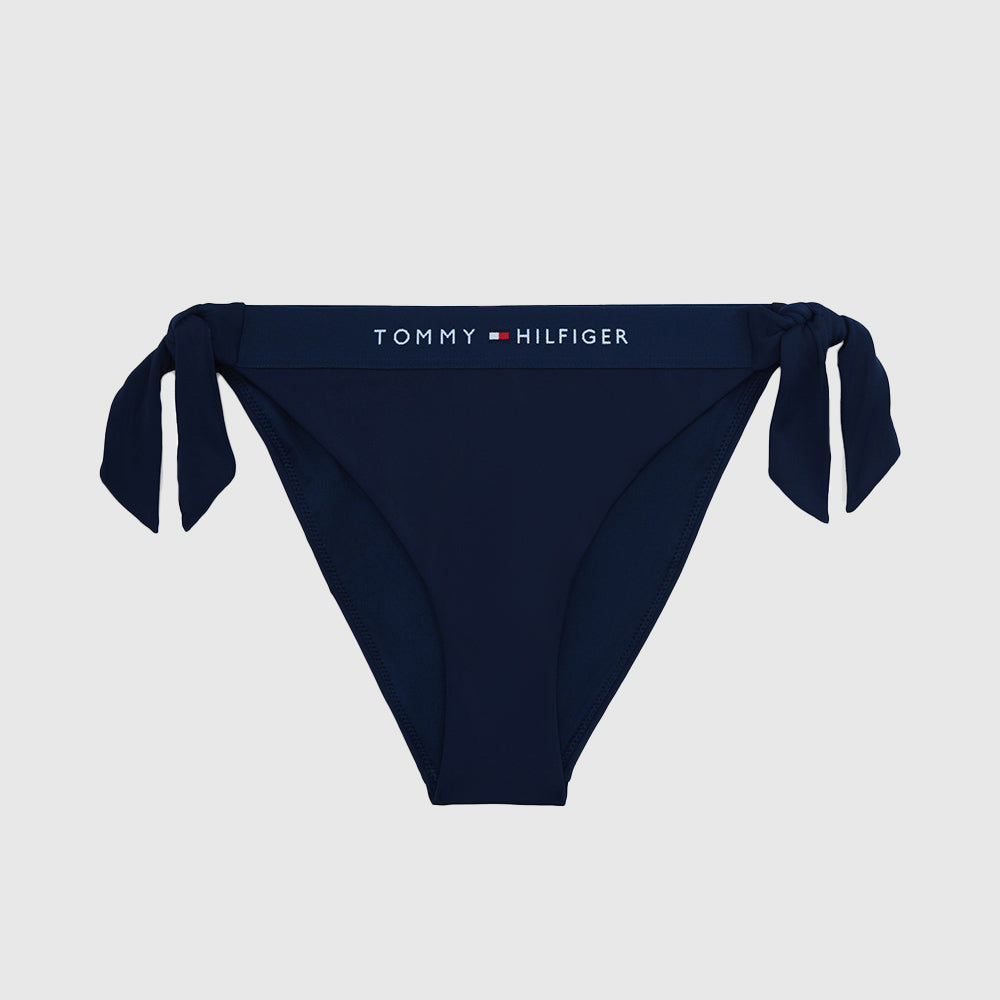 Logo Side Tie Bikini Bottoms - Navy
