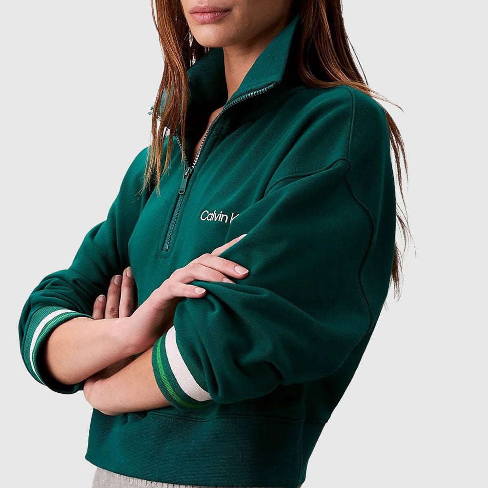 Calvin Klein Graphic Zip Sweater - Green |ThirdBaseUrban