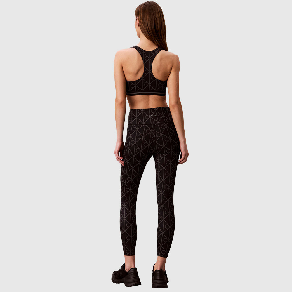 Monogram-Print Performance Leggings - Black