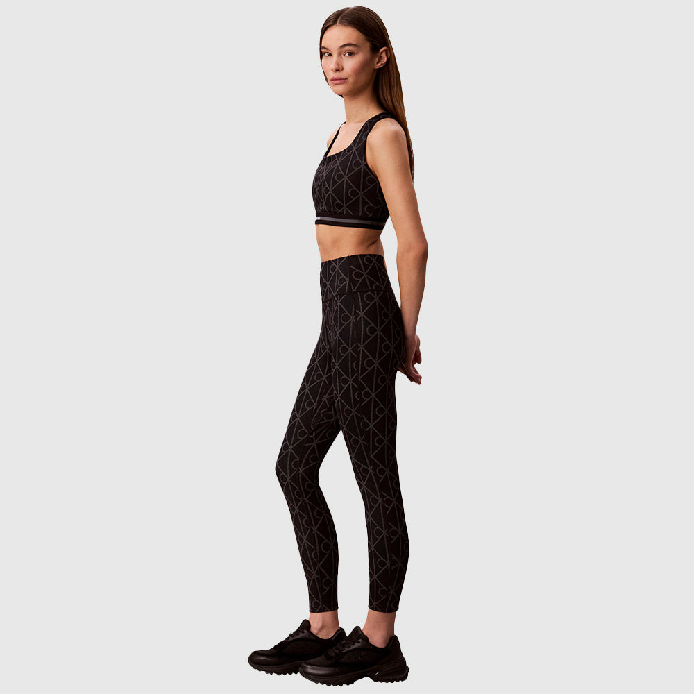 Monogram-Print Performance Leggings - Black