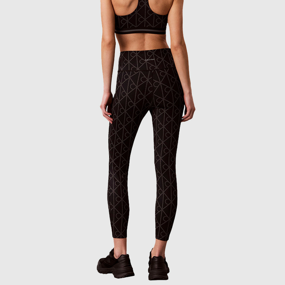 Monogram-Print Performance Leggings - Black
