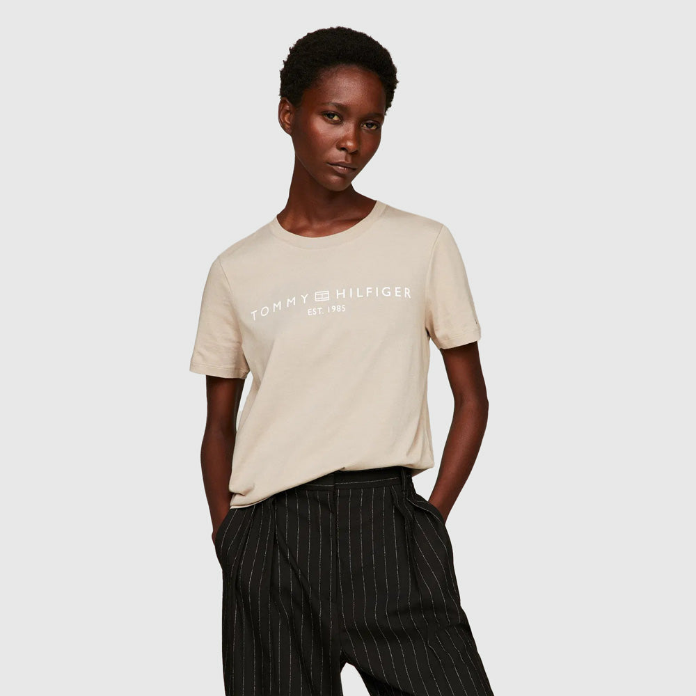 Tommy Hilfiger Modern Logo T- Shirt - Beige  |ThirdBaseUrban