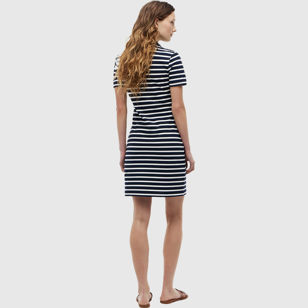 Slim Open Neck Polo Dress - Navy Multi
