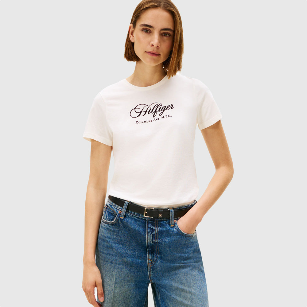 Tommy Hilfiger Script T-Shirt - Ivory |ThirdBaseUrban