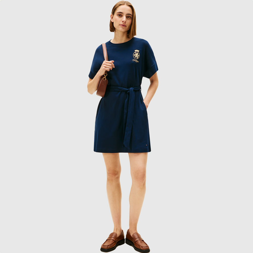 Tommy Hilfiger Gold Crest T-Shirt Dress - Navy |ThirdBaseUrban