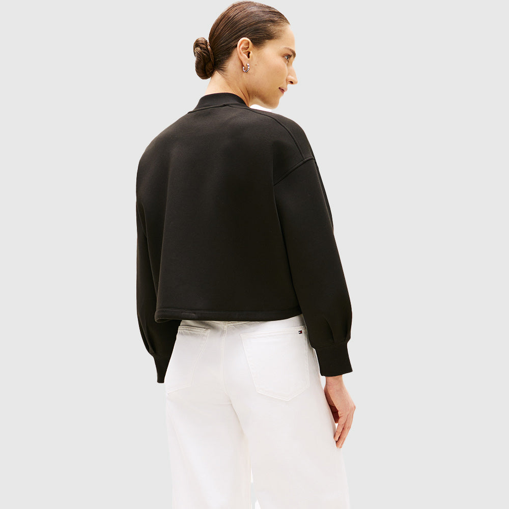 Gold-Tone Button Relaxed Bomber - Black