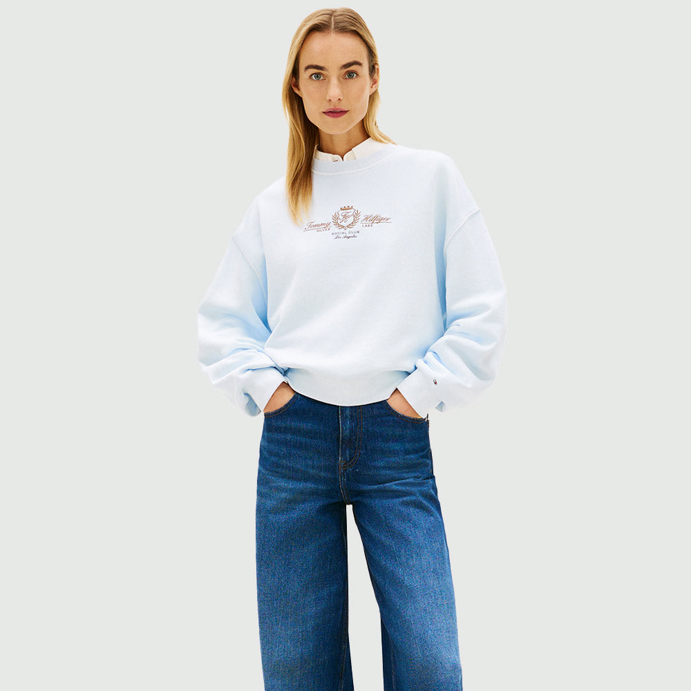 Varsity Crest Logo Terry Sweatshirt - Light Blue