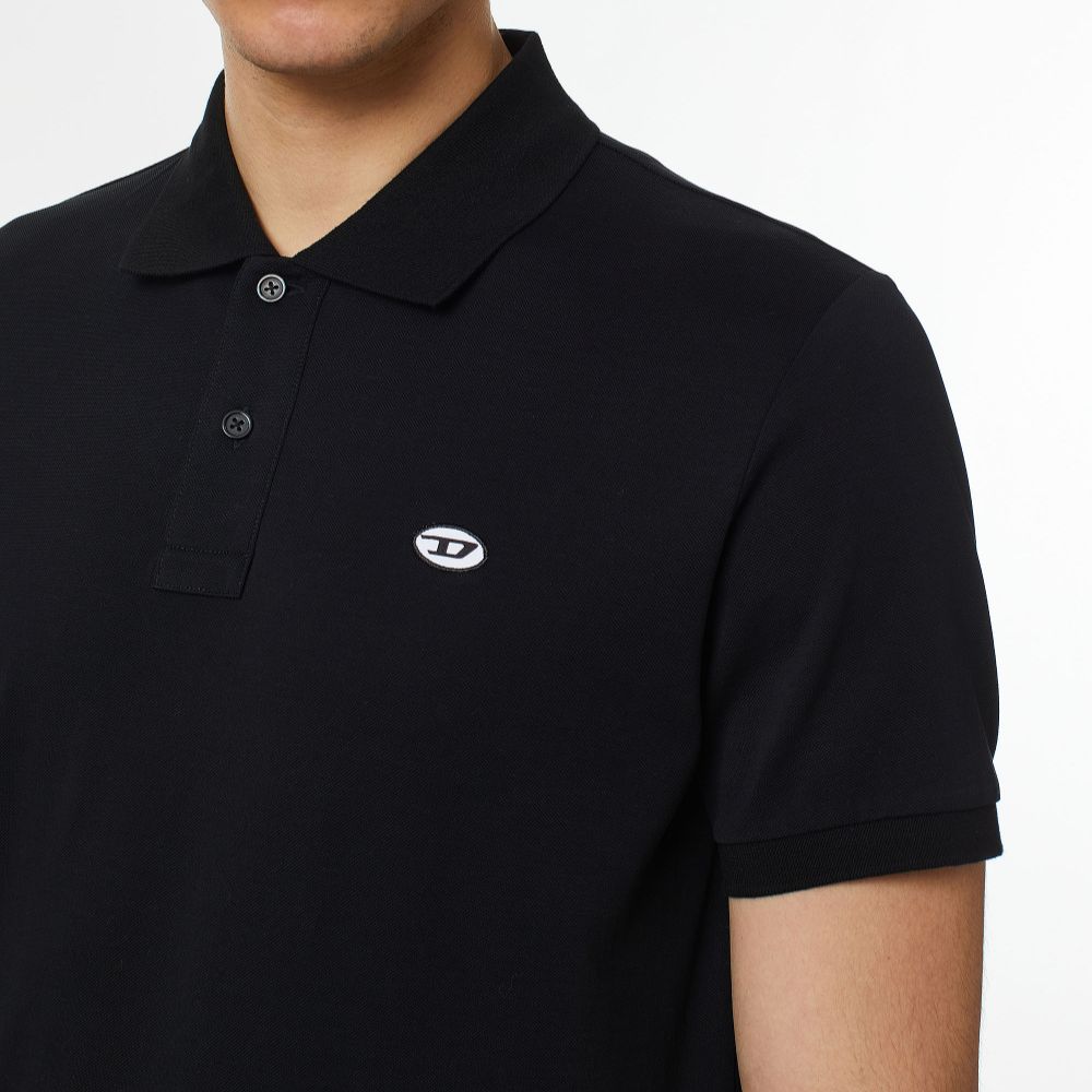 Polo Shirt with D Oval Patch Black