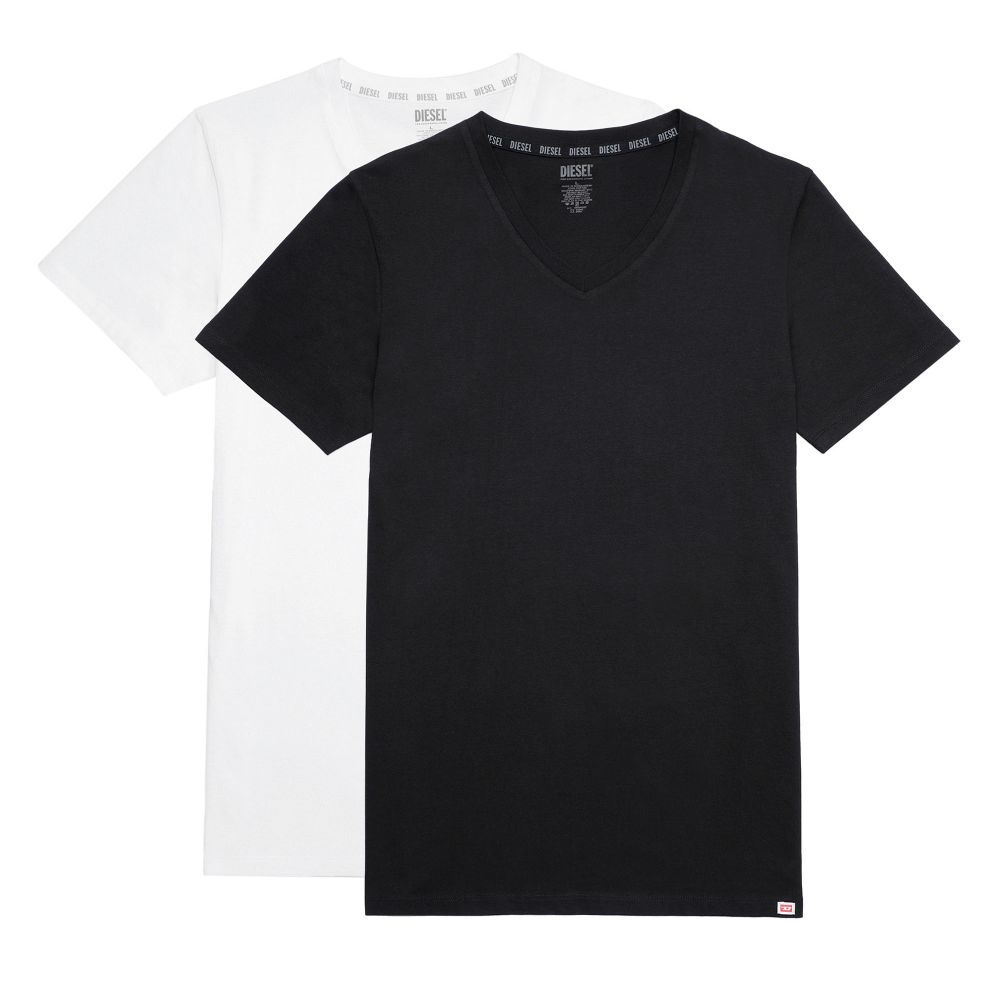 2 Pack V-NeckLogo Tee with D Patch White Black