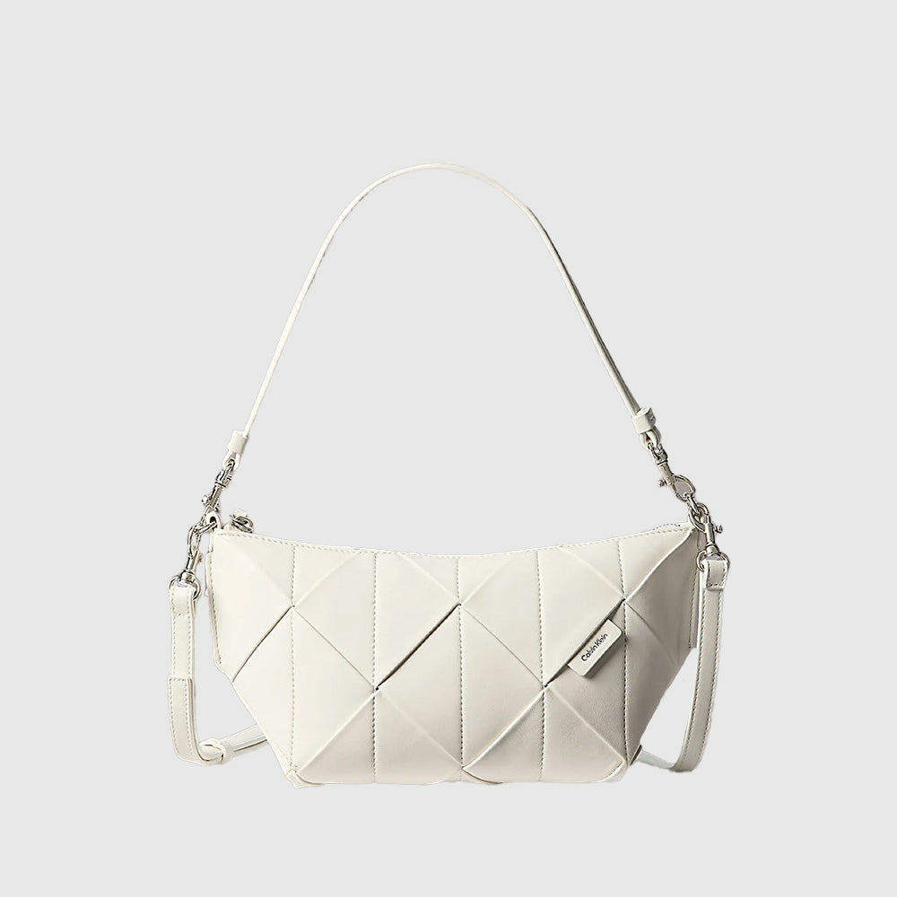 Woven Emblem Shoulder Bag - White