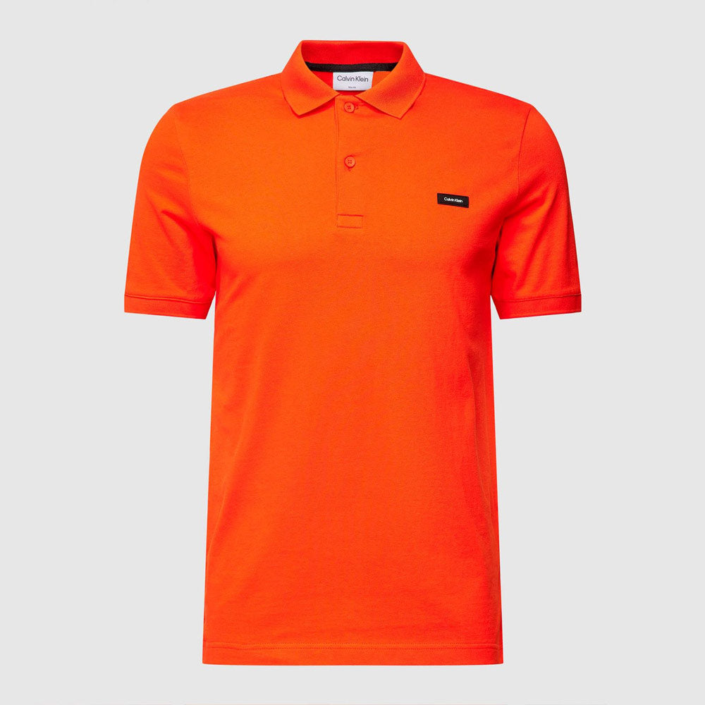 Stretch Pique Slim Button Polo - Orange