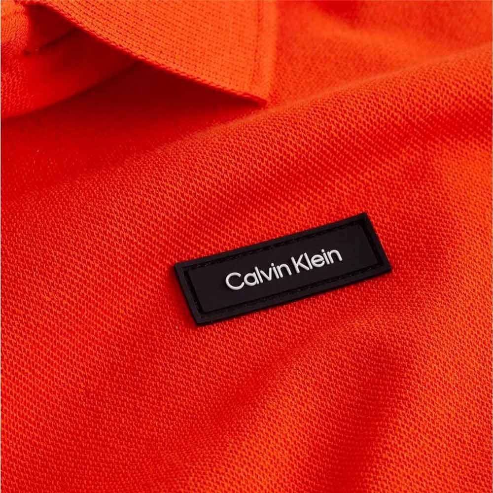 Stretch Pique Slim Button Polo - Orange