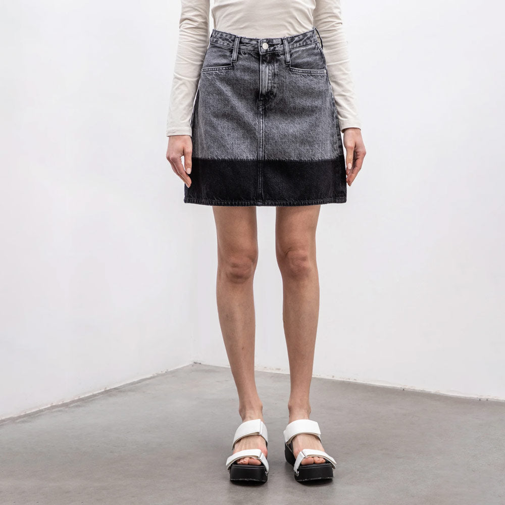 A-Line Utility Mini Skirt - Denim Black