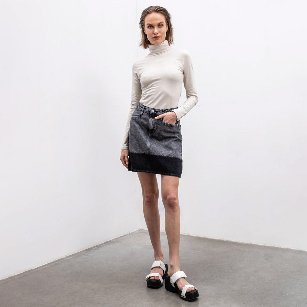 A-Line Utility Mini Skirt - Denim Black