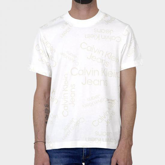 All Over Print Cotton T-Shirt - White