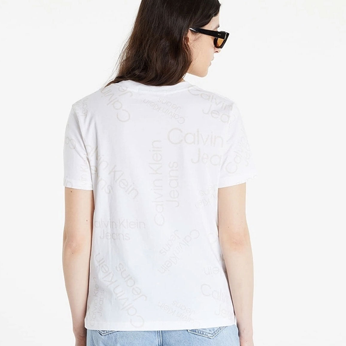 All Over Print Logo Cotton T-Shirt - White