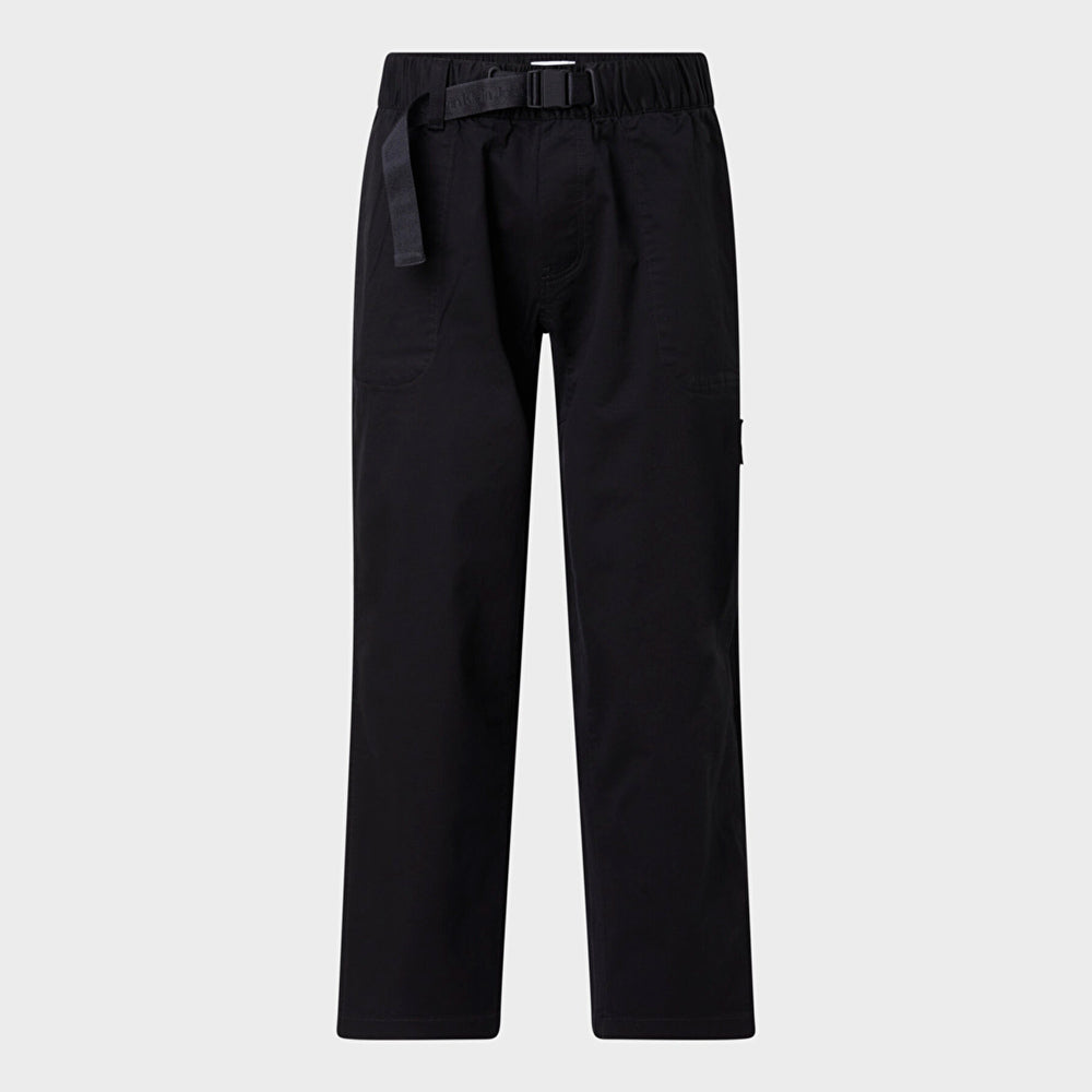 Belted Straight Woven Pant - Black