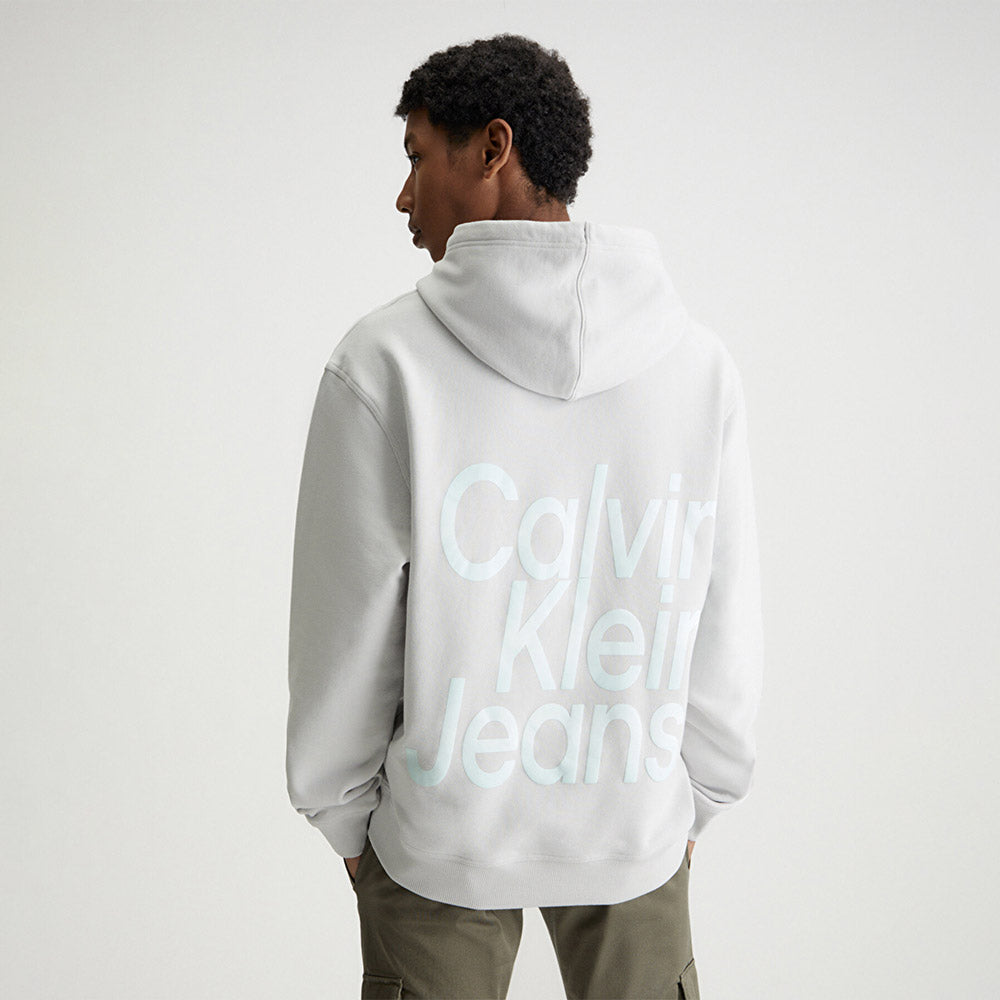 Blown Up Diffused Stacked Hoodie - Light Grey