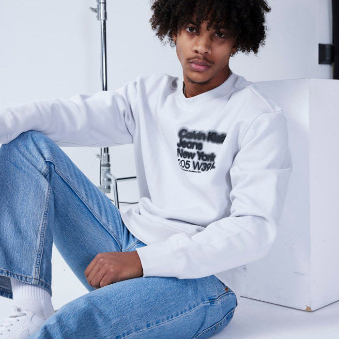 Blurred Address Logo Crew Neck - Light Grey