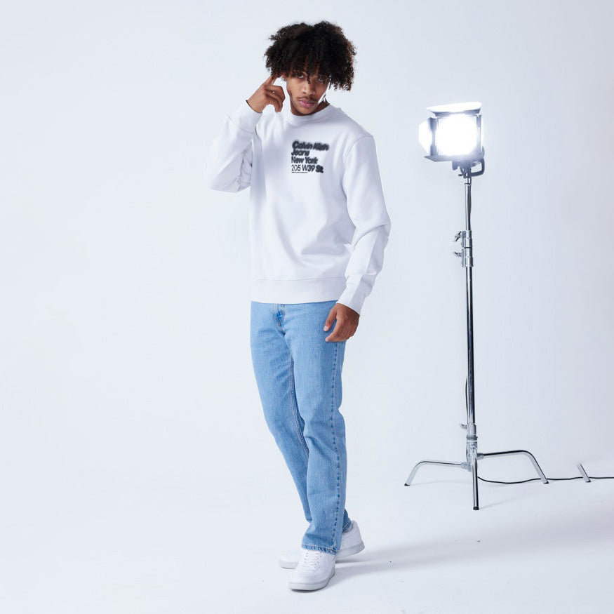 Blurred Address Logo Crew Neck - Light Grey