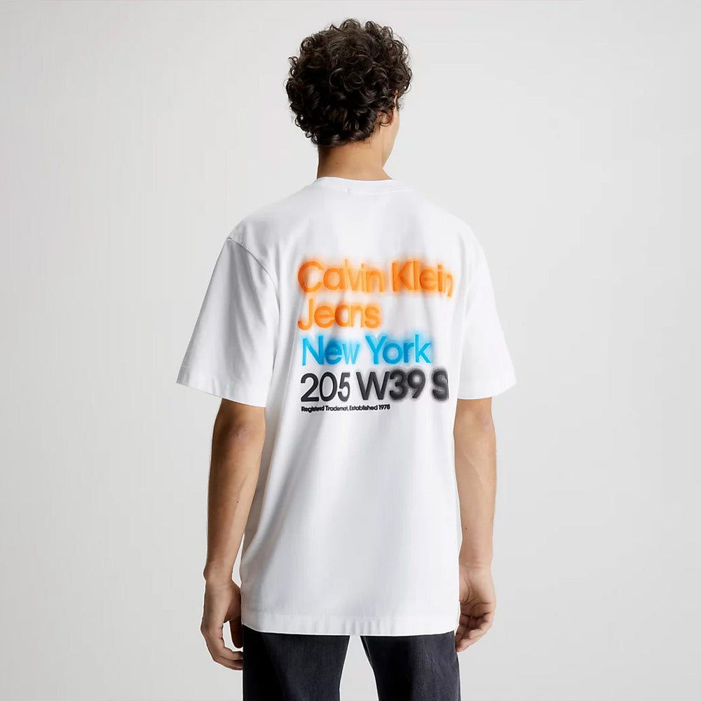 Blurred Colored Address T-Shirt - White