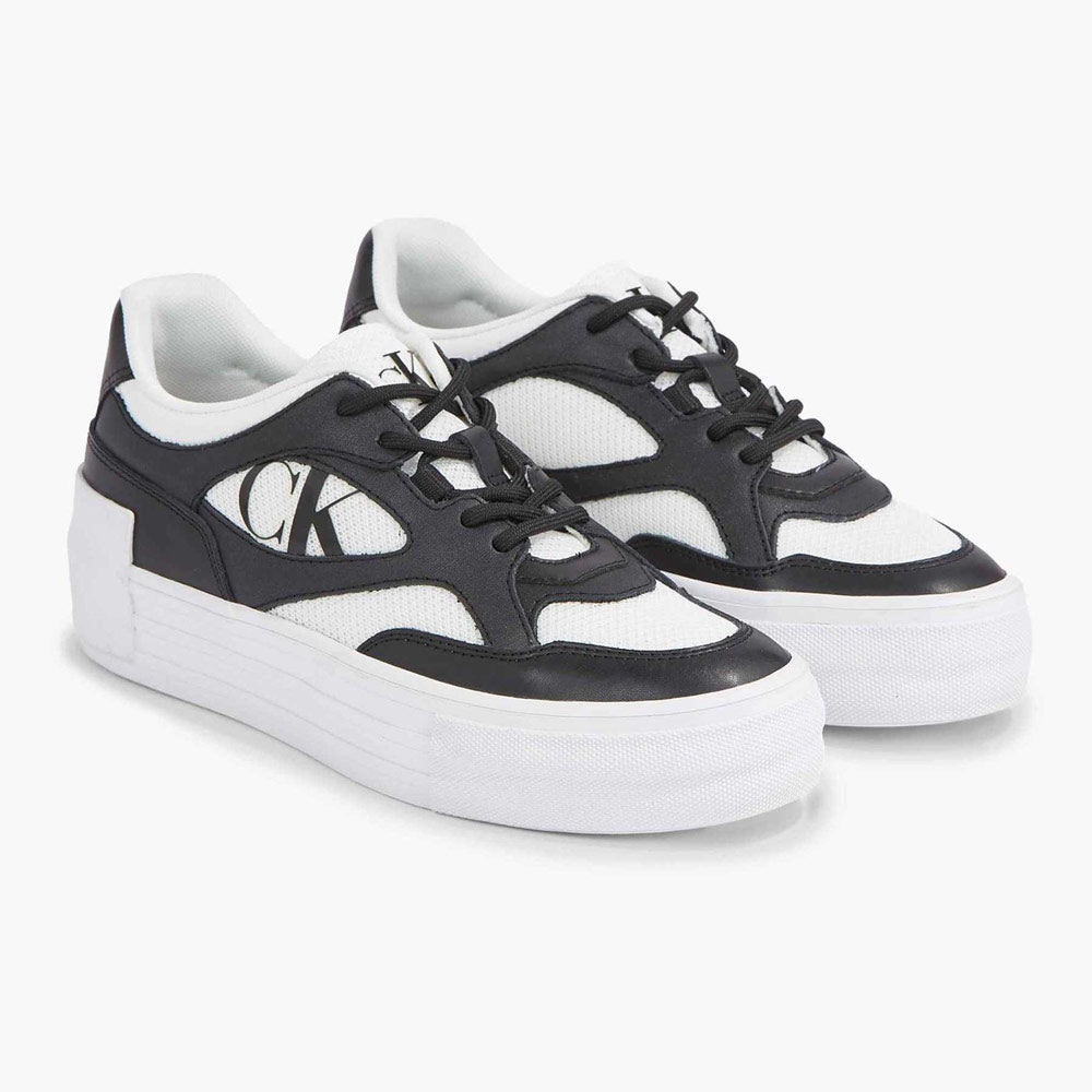 Leather Platform Bold Sneaker - Black & White