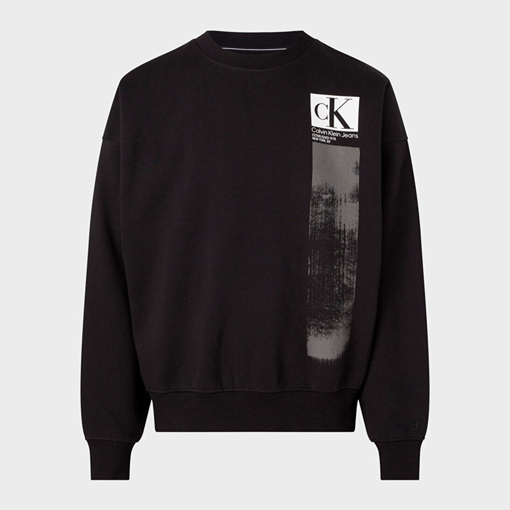 Brushstroke Crew Neck - Black