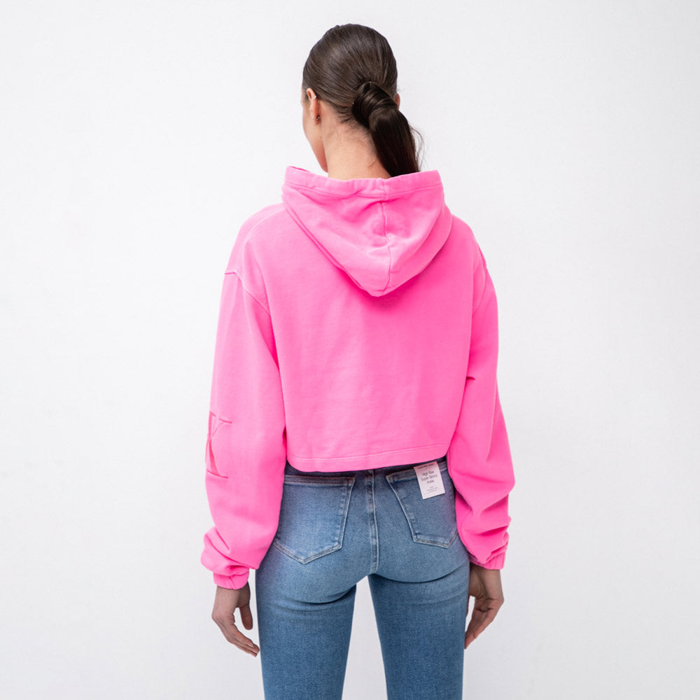 Acid Wash Hoodie - Hot Pink