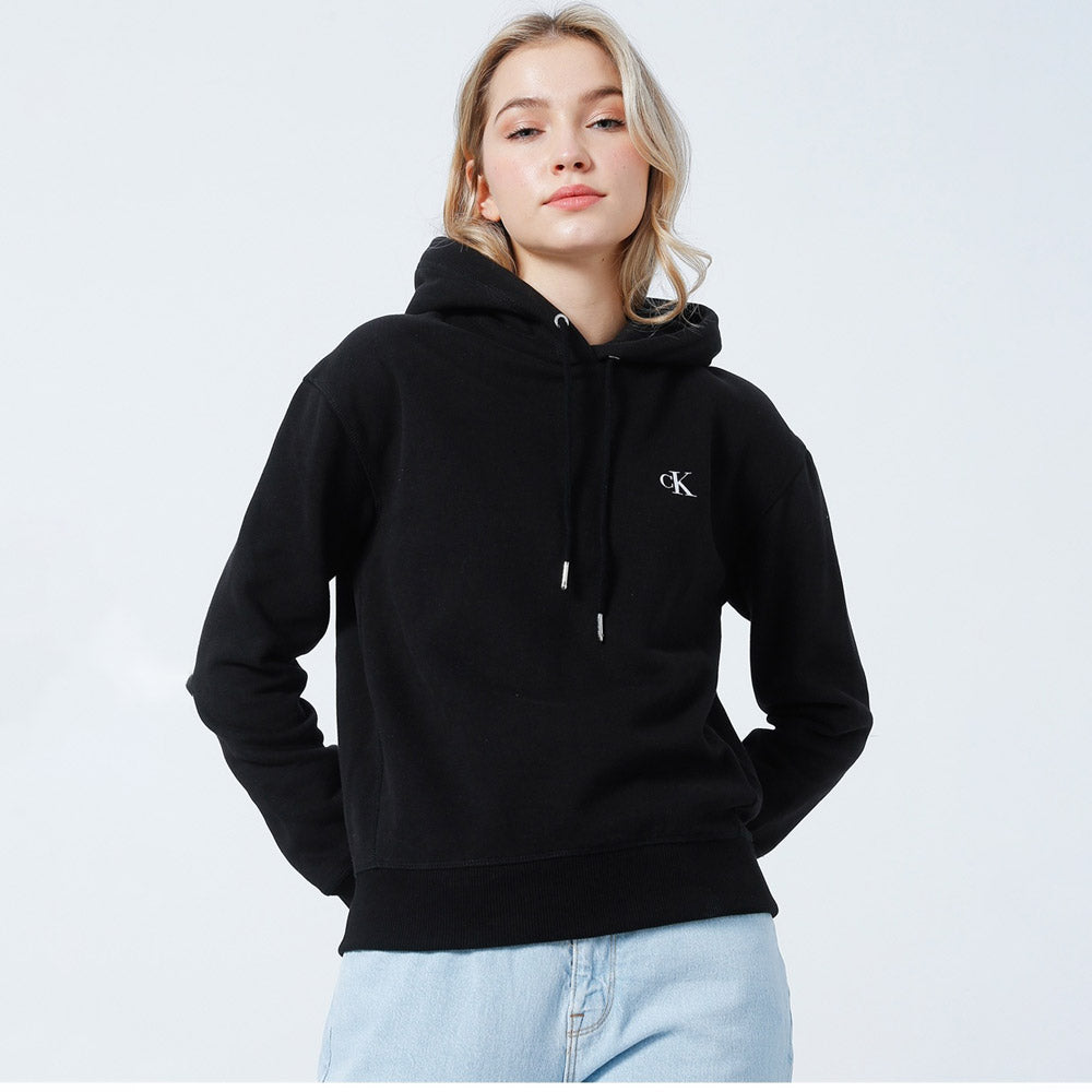 Womens Embroidery Hoodie  - Black