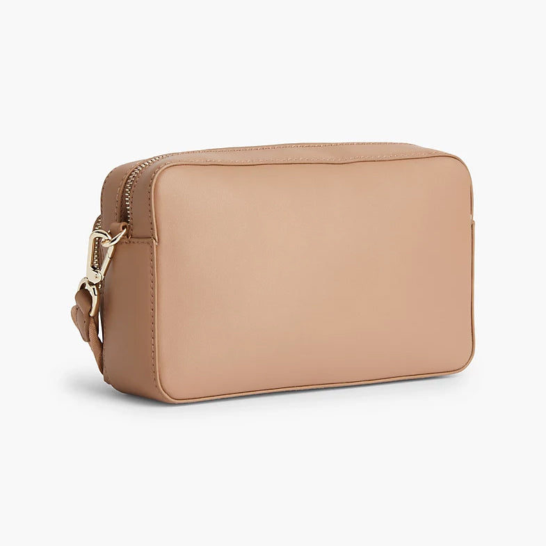 Faux Leather Crossbody Bag - Light Brown