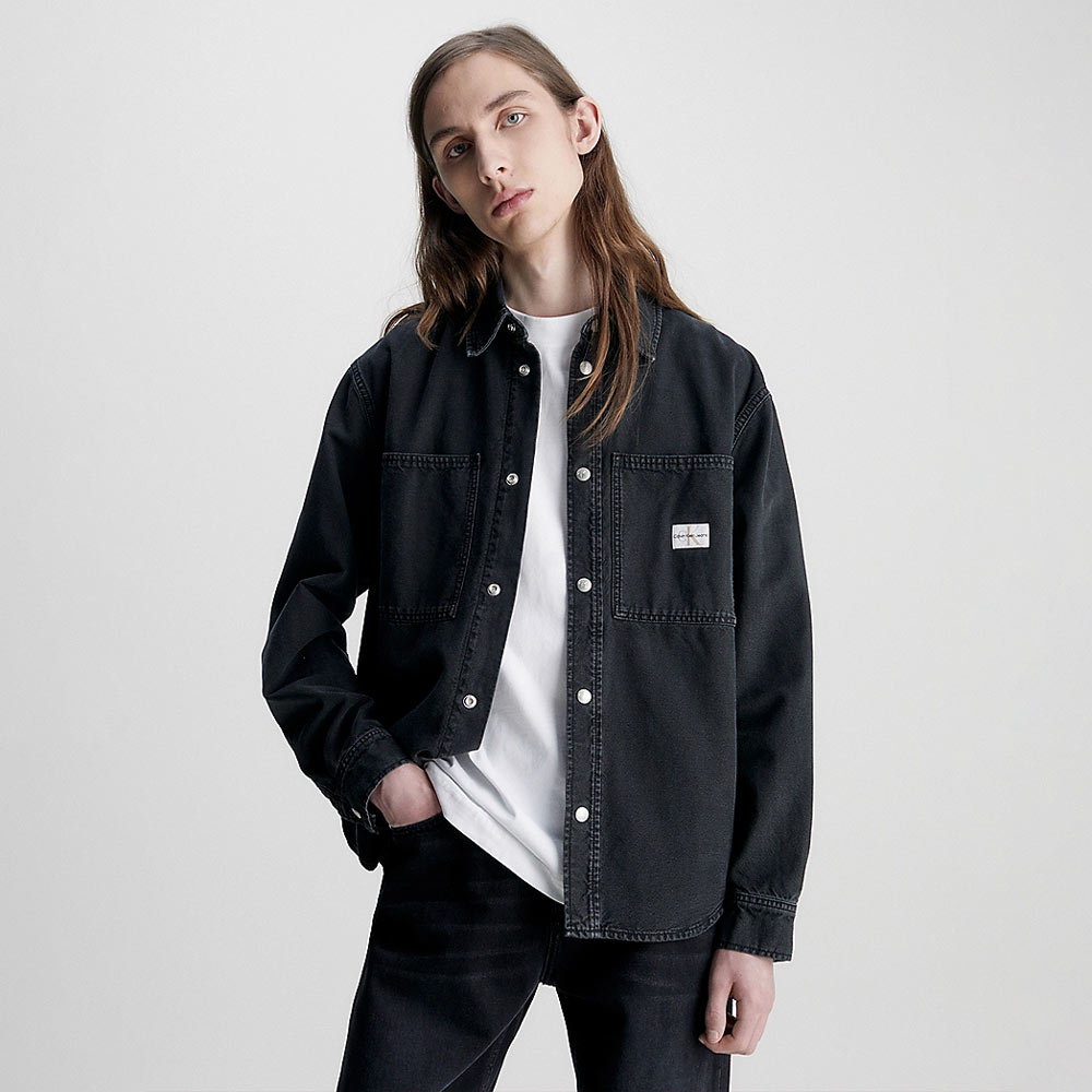 Canvas Relaxed Linear Shirt - Black