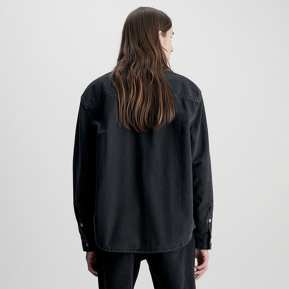 Canvas Relaxed Linear Shirt - Black