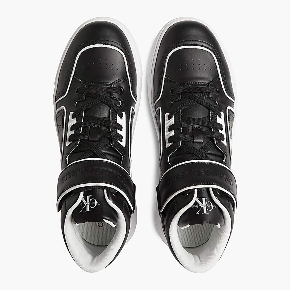 Chunky Cupsole Lace-Up Mid Sneakers - Black White