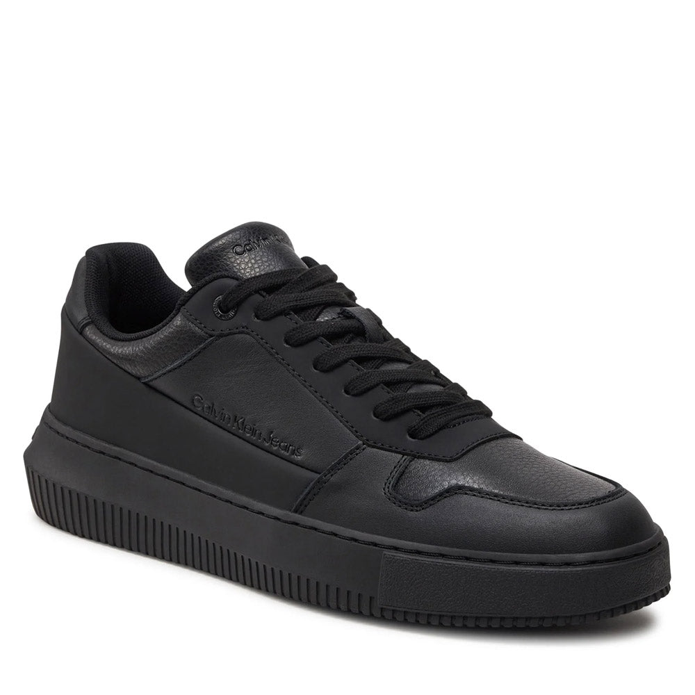 Chunky Cupsole Leather Sneakers - Black