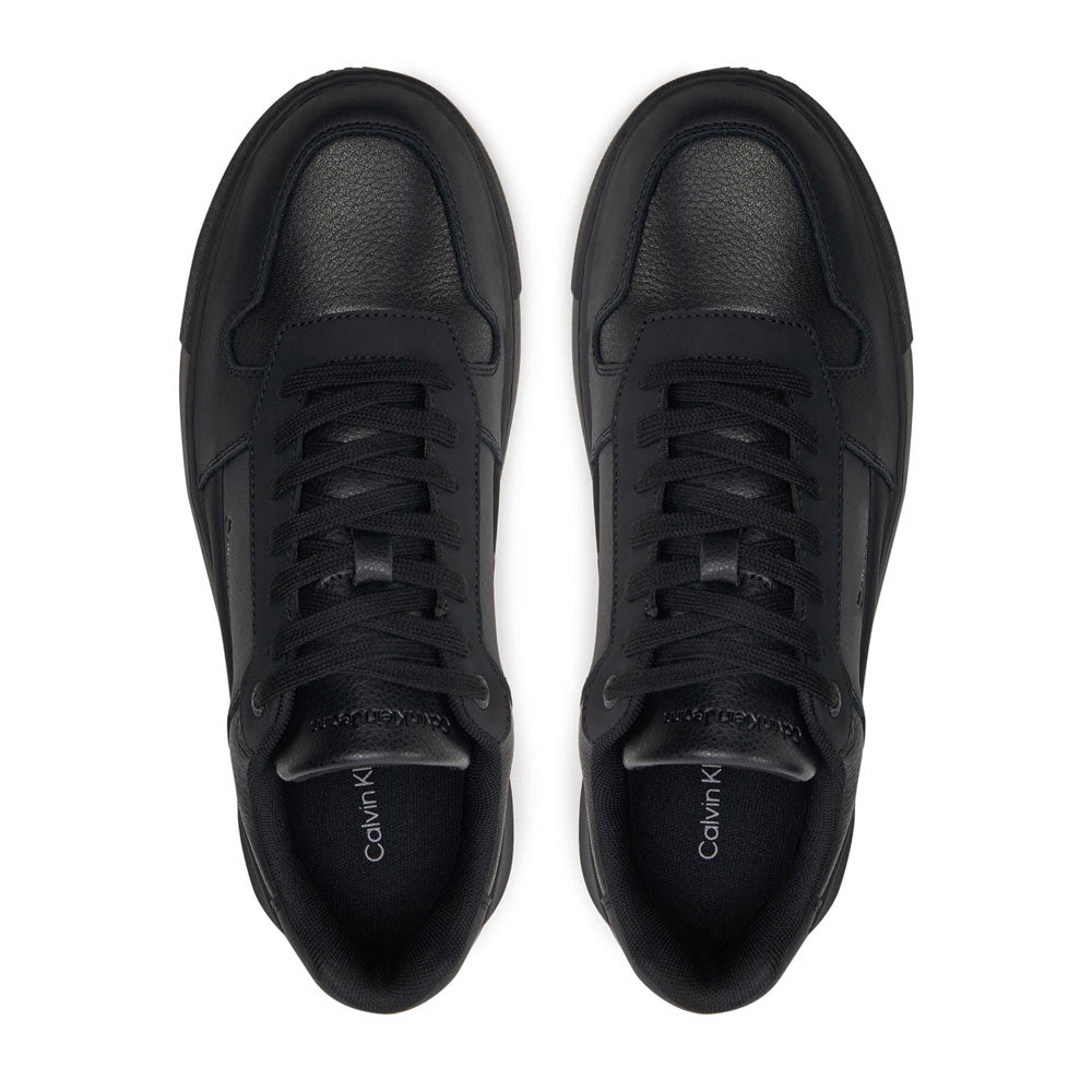 Chunky Cupsole Leather Sneakers - Black